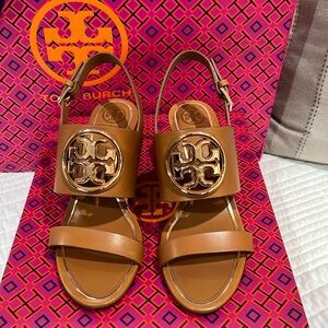 Tory Burch metal miller wedge
